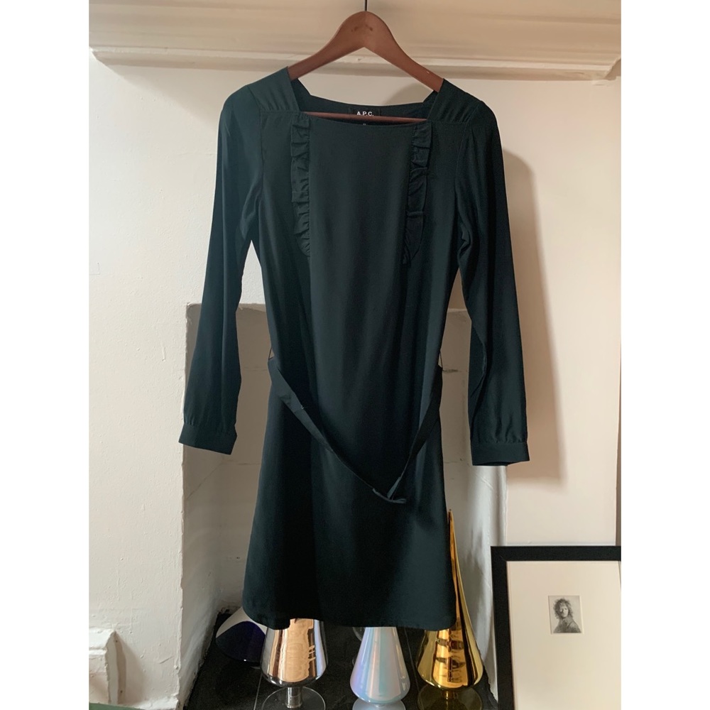 APC Black Silk Ruffled Dress XS